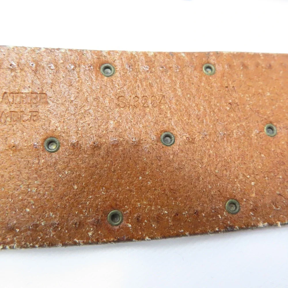 AE Leather Studded Belt Mens Brown Wide Y2K Western Distressed Medium